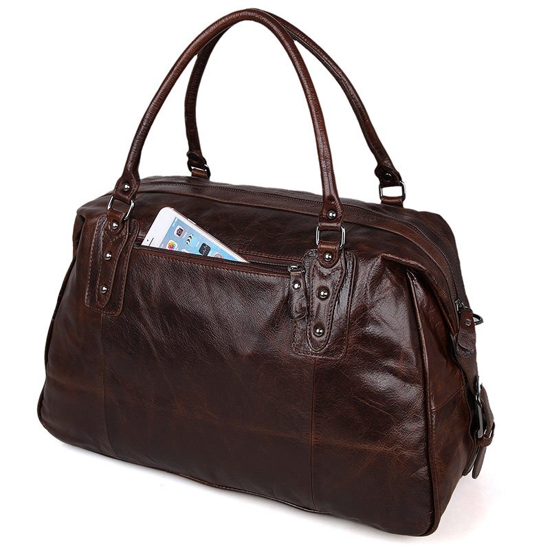 Leather Travel Bag for women men soft cow skin