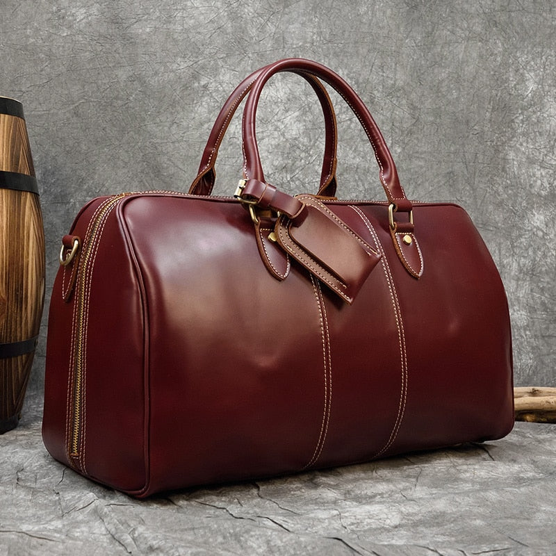 Real leather travel bags hand luggage for woman