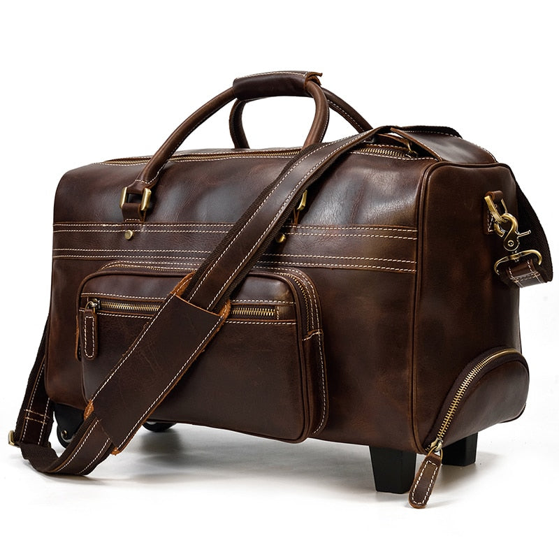 Large genuine leather luggage bag