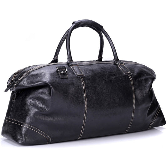 Black Mens Genuine Leather Travel Bags Fashion