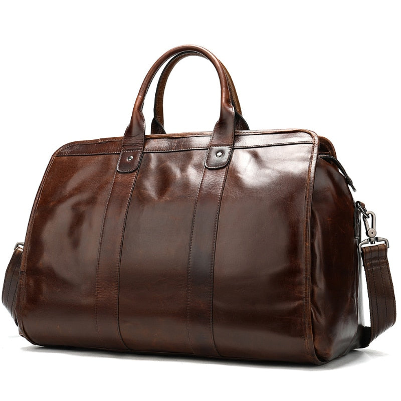 Smooth Leather Travel Bag Men Women Unisex Vintage