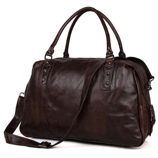 Leather Travel Bag for women men soft cow skin