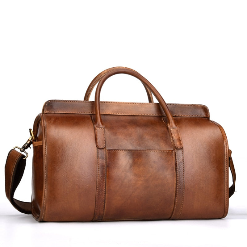 Smooth Leather Travel Bag Men Women Unisex Vintage