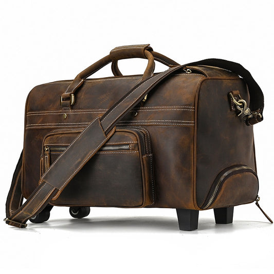 Large genuine leather luggage bag