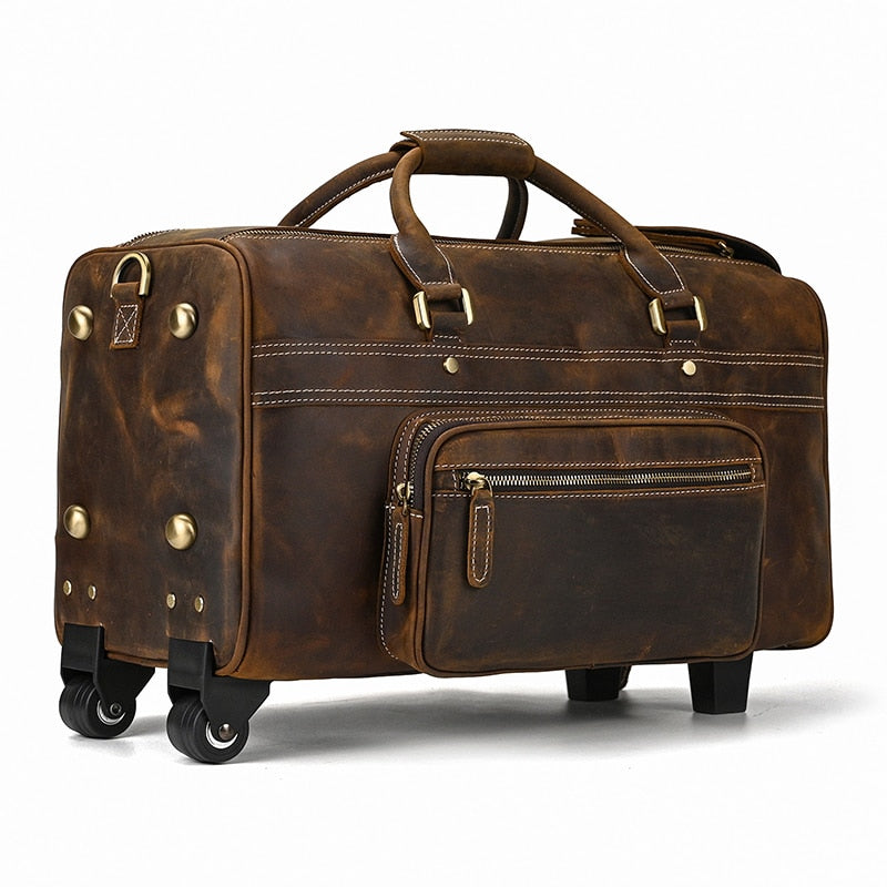 Large genuine leather luggage bag