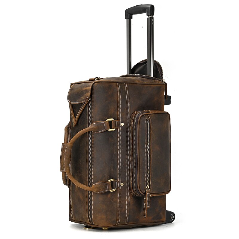 Large genuine leather luggage bag