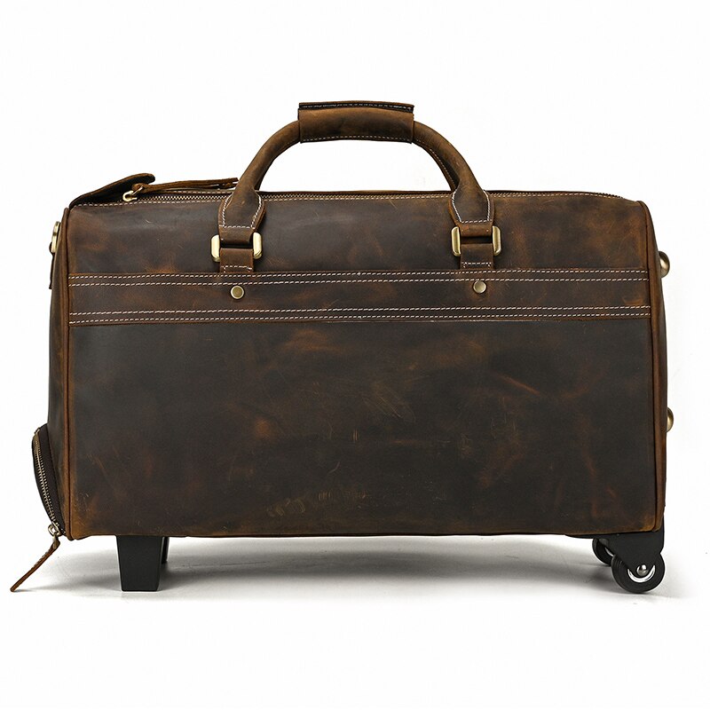 Large genuine leather luggage bag